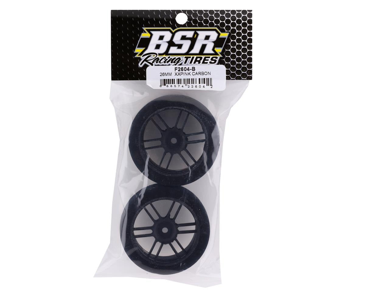 1/10 26mm Foam Touring Tires Mounted on Black Wheels (XX Pink) (BXRF2604B)