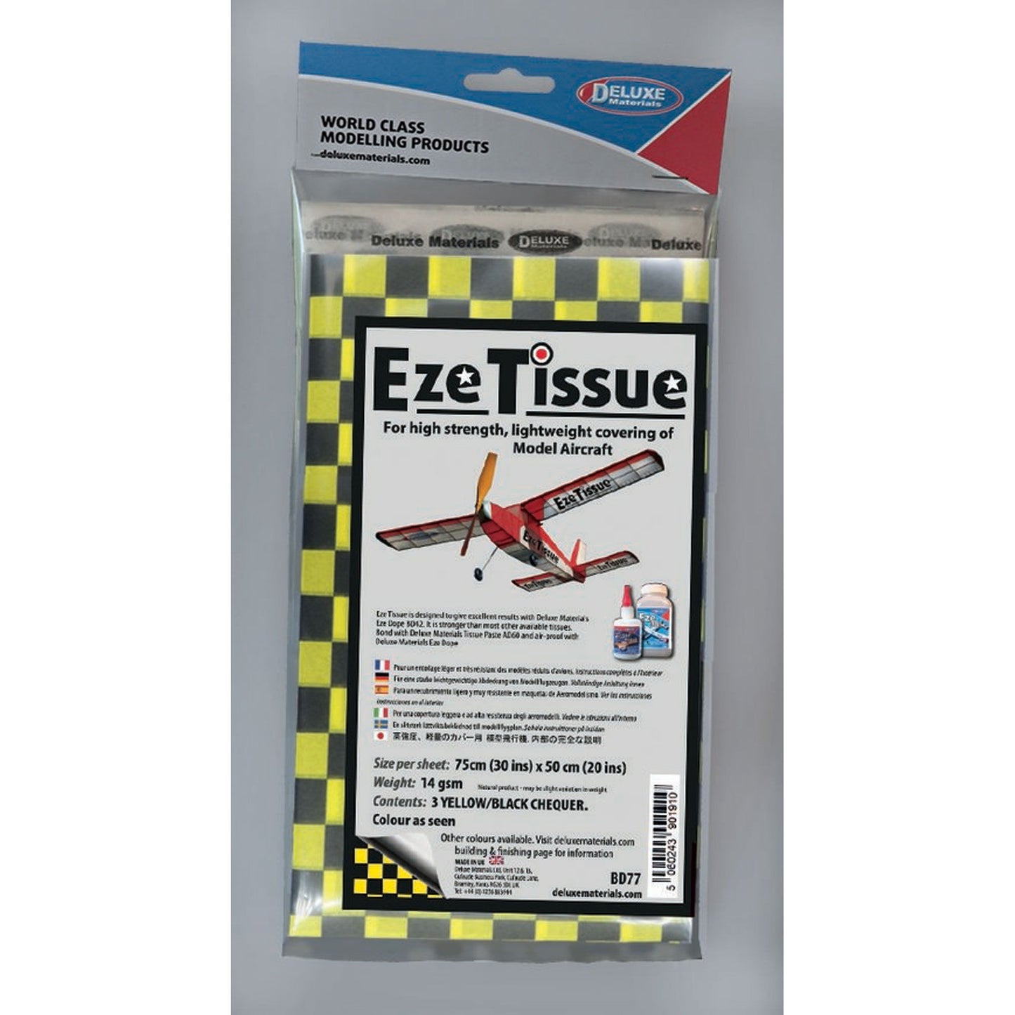 Eze Tissue Black/Yellow Checkered Paper Pack of 3 Sheets (DLMBD77)