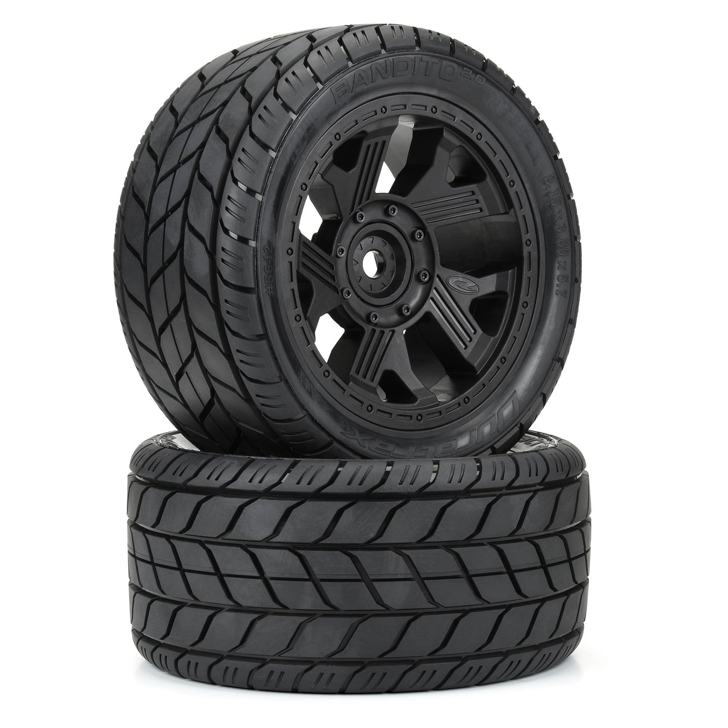 1/5 Bandito 2.0 5.7" Front or Rear Premounted Tires with 24mm Black Ripper Wheels (2) (DTX564210)