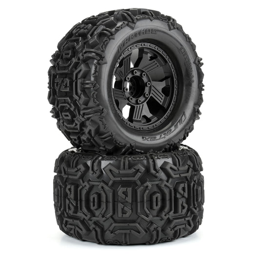 Warthog 3.8" Fonr or Rear All-Terrain Premounted Tires with  8x32 Removable 17mm Hex Black Ripper Wheels (2) (DTX564510)