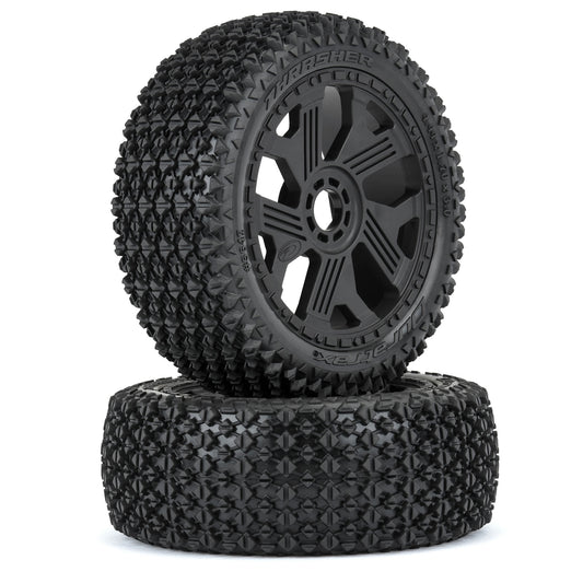 Thrasher Off-Road Front or Rear Premounted Tires with Black Ripper 17mm Wheels for 1/8 Buggy (2) (DTX564710)