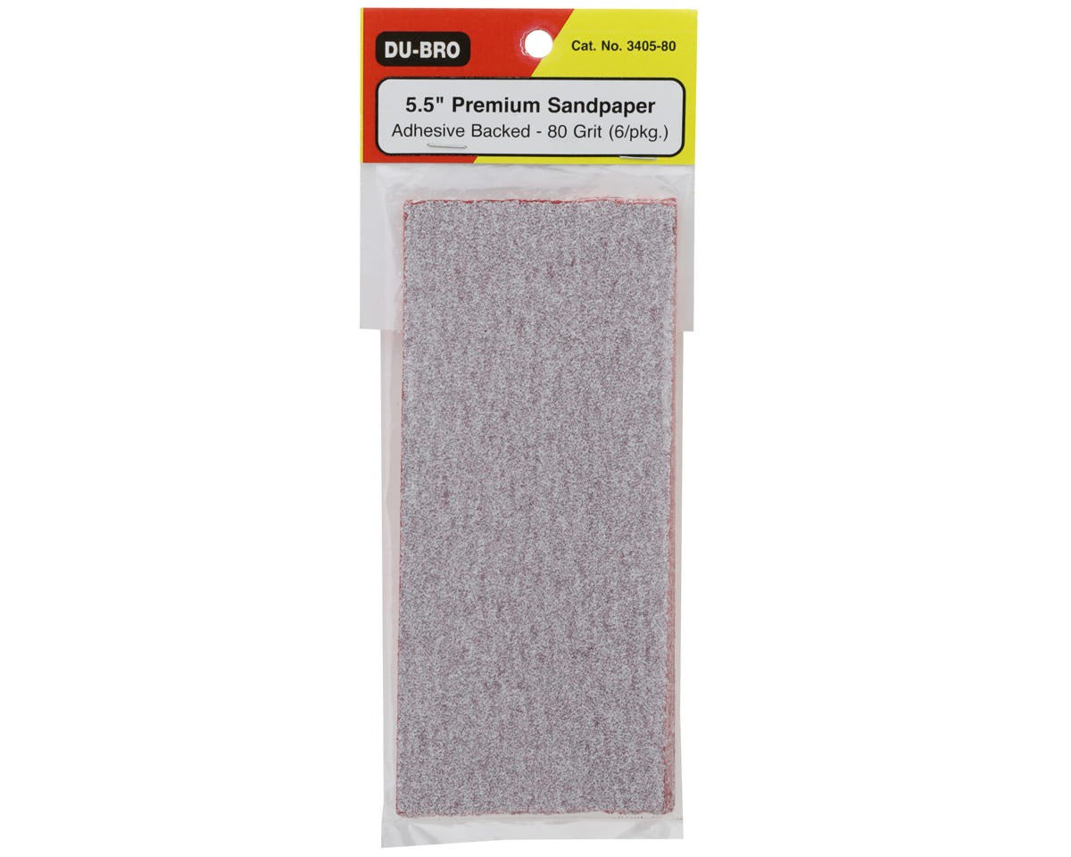 5.5 Inch Premium Sandpaper 80 Grit Pack of 6 Sheets (DUB340580)