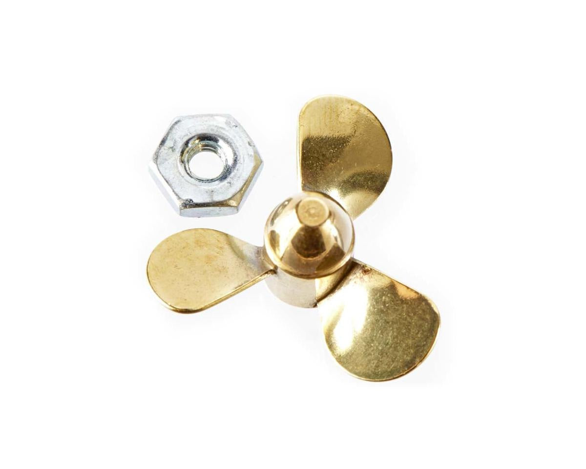 3 Blade Brass Right Hand Prop 1 x 1 inch with 1/8 inch Shaft (DUM3133)
