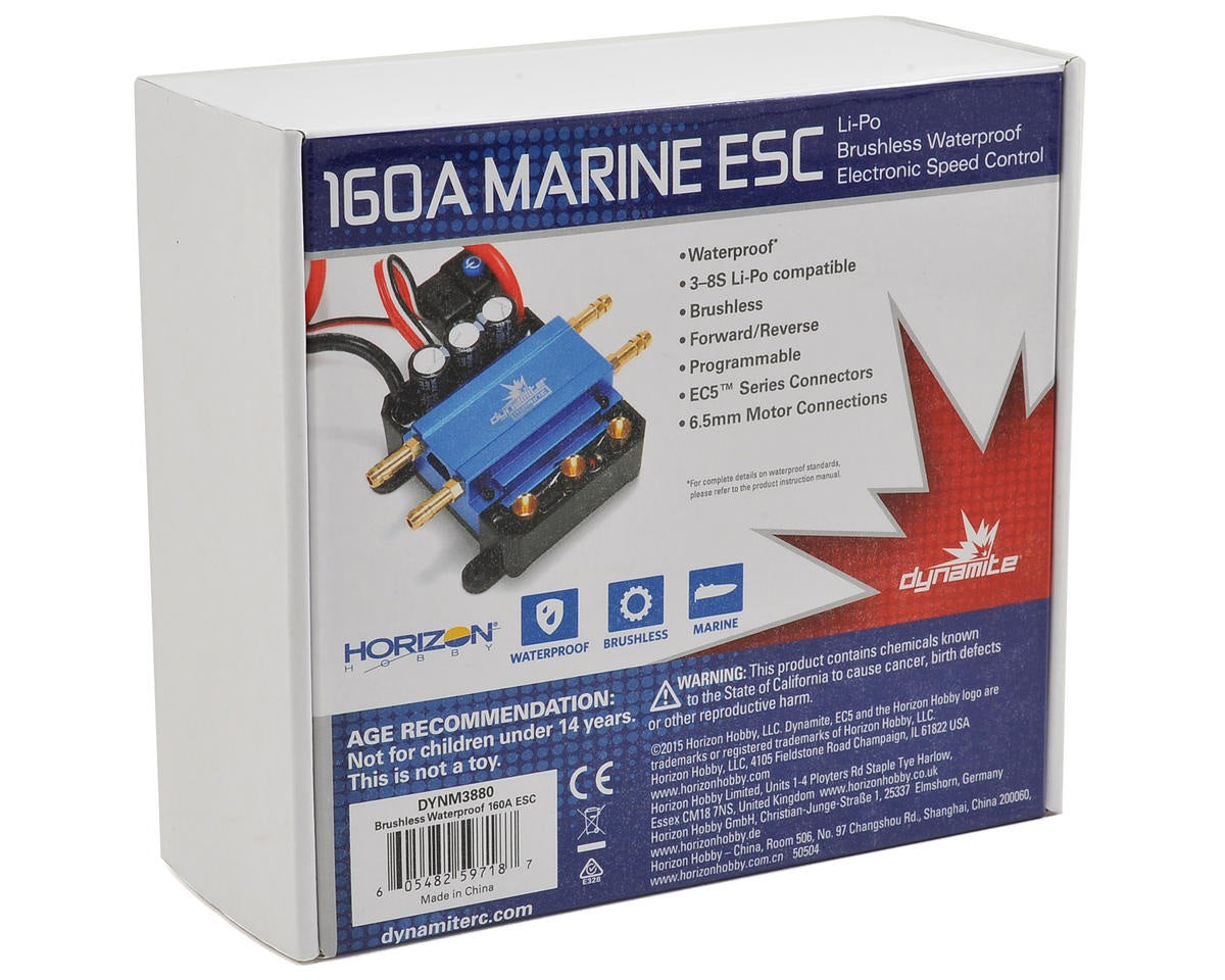 160A 4-8S Brushless Waterproof Marine ESC (DYNM3880)