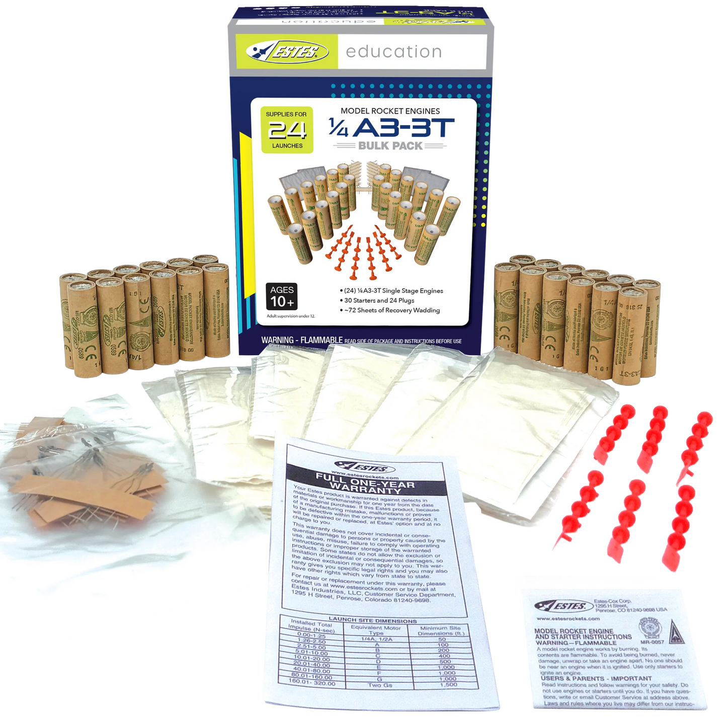 1/4A3-3T 13mm Engines for Model Rockets (4) (EST10010)