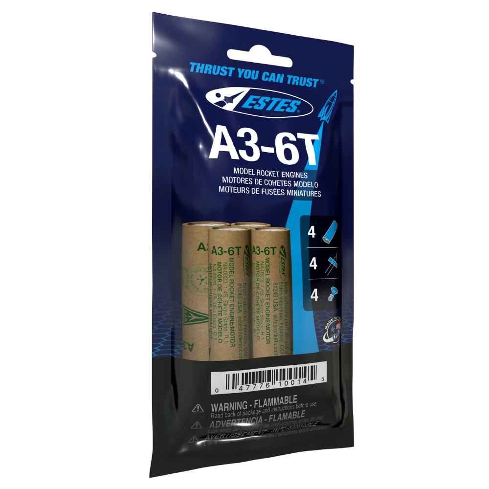 A3-6T 13mm Engines for Model Rockets (4) (EST10014)