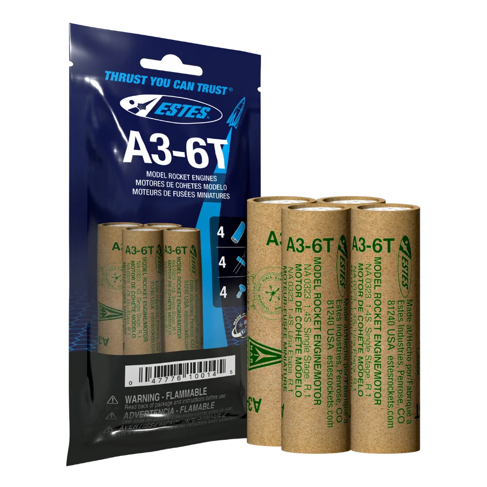 A3-6T 13mm Engines for Model Rockets (4) (EST10014)