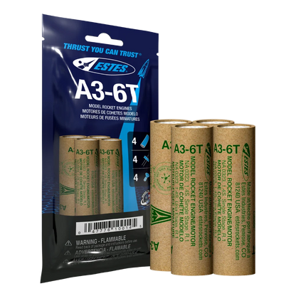 A3-6T 13mm Engines for Model Rockets (4) (EST10014)