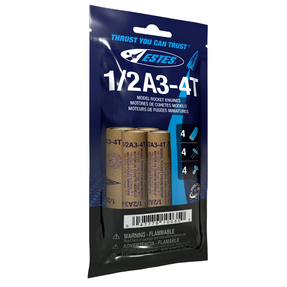 1/2A3-4T 13mm Engines for Model Rockets (4) (EST10035)