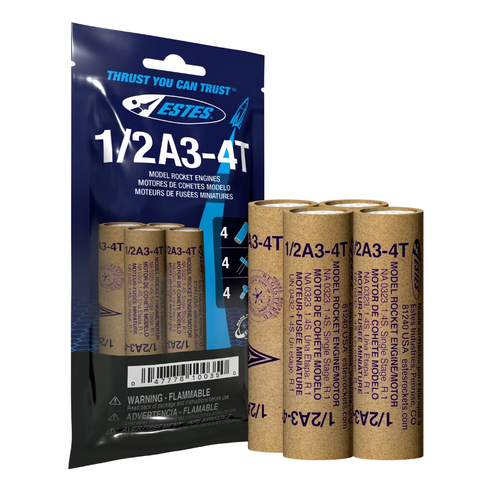 1/2A3-4T 13mm Engines for Model Rockets (4) (EST10035)