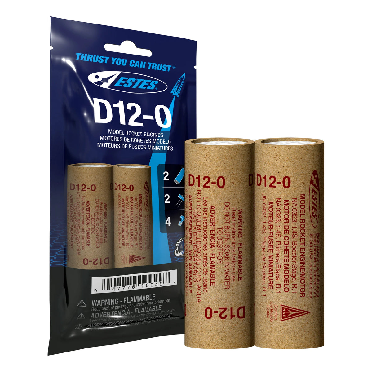 D12-0 Standard Engines for Model Rockets (3) (EST10049)