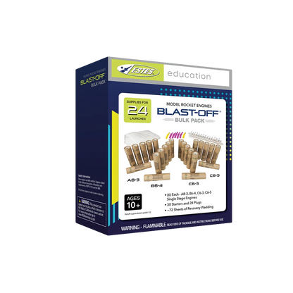 Blast Off Flight Pack with A8-3/B6-4/C6-3/C6-5 Engines (6 Each)/Ignitors(30)/Plugs (24)/Wadding (75) for Model Rockets (EST1672)