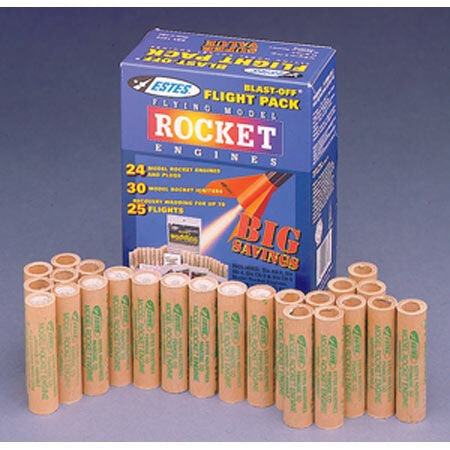 Blast Off Flight Pack with A8-3/B6-4/C6-3/C6-5 Engines (6 Each)/Ignitors(30)/Plugs (24)/Wadding (75) for Model Rockets (EST1672)
