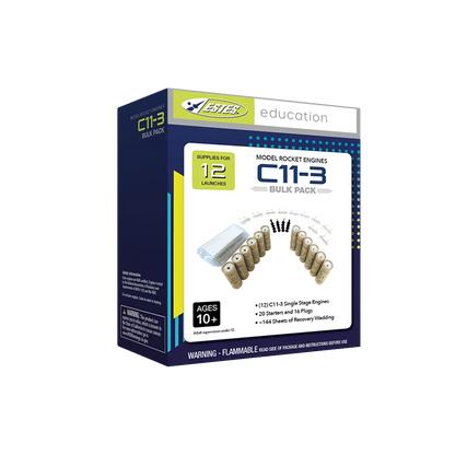 C11-3 Standard Engines Educator Bulk Pack for Model Rockets (12) (EST1726)