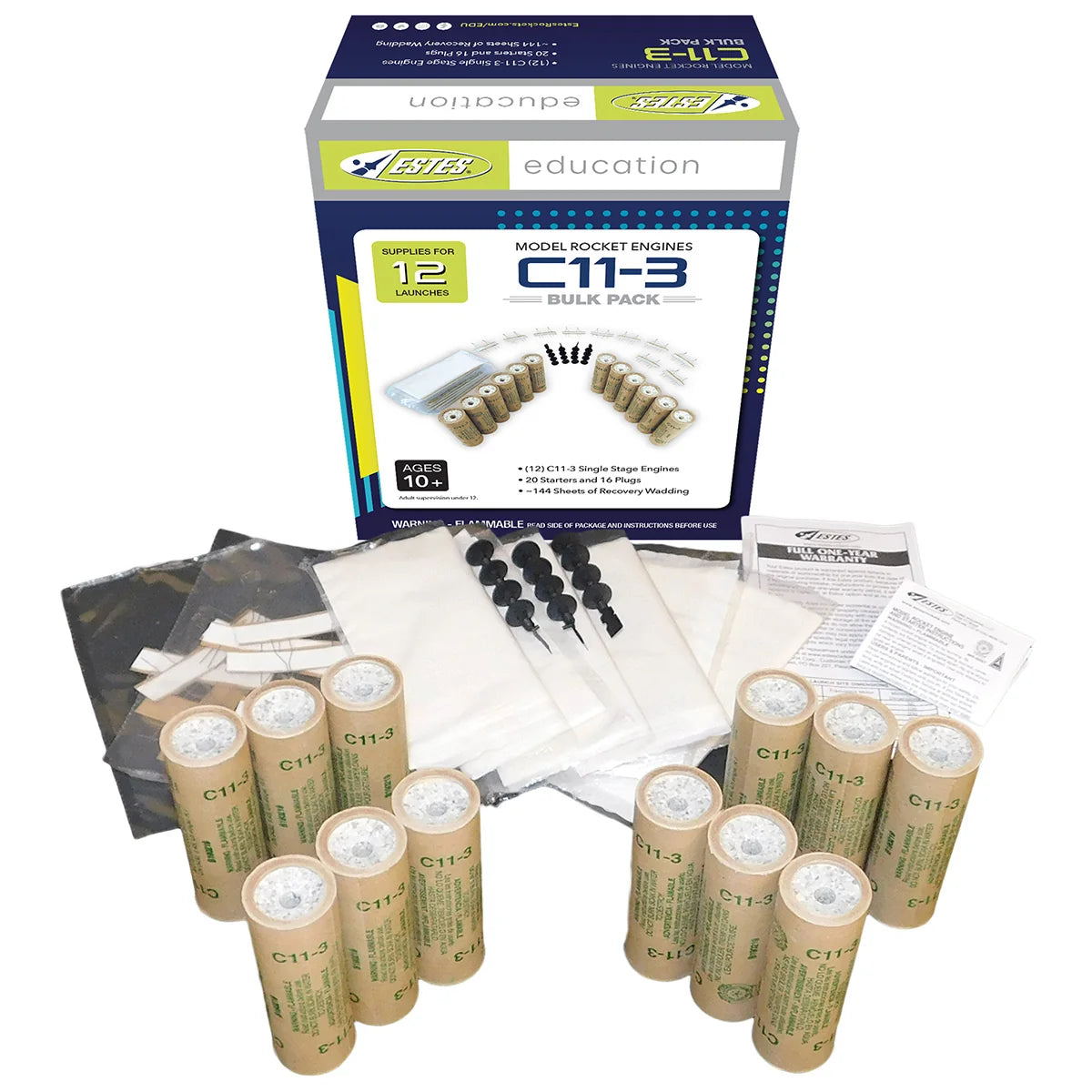 C11-3 Standard Engines Educator Bulk Pack for Model Rockets (12) (EST1726)