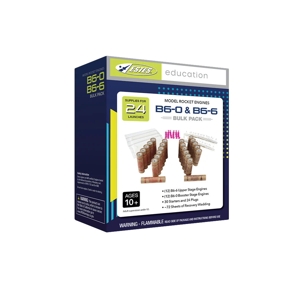 B6-0/B6-6 Standard Engines Educator Bulk Pack for Model Rockets (24) (EST1784)