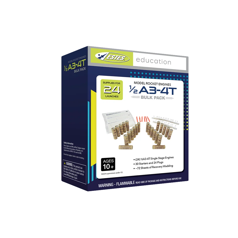 1/2A3-4T 13mm Engines Educator Bulk Pack for Model Rockets (24) (EST1788)