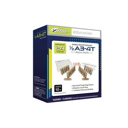 1/2A3-4T 13mm Engines Educator Bulk Pack for Model Rockets (24) (EST1788)