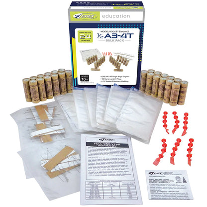 1/2A3-4T 13mm Engines Educator Bulk Pack for Model Rockets (24) (EST1788)
