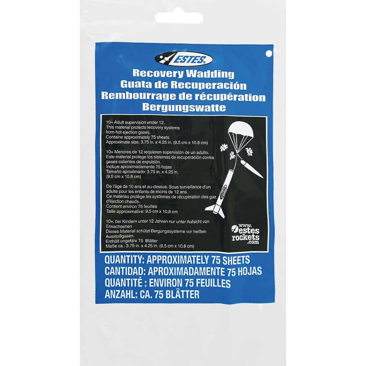 Flame Retardant Recovery Wadding Sheets for Model Rockets (75) (EST2274)