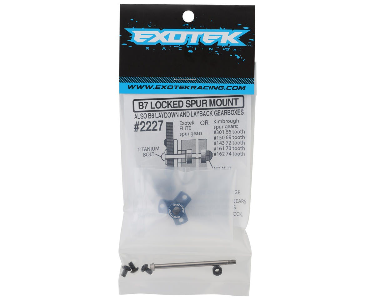 Exotek Racing B7 Locked Spur Mount Set w/Titanium Bolt, for the Stock B7 Shaft