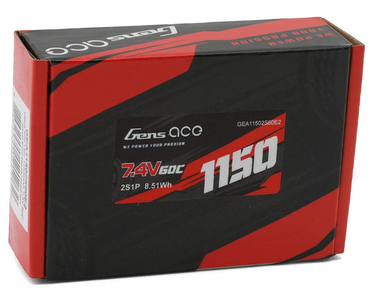 Gens ace G-Tech 1150mAh 2S 60C 7.4V HardCase Lipo Battery with IEC2 Plug (GEA11502S60E2)
