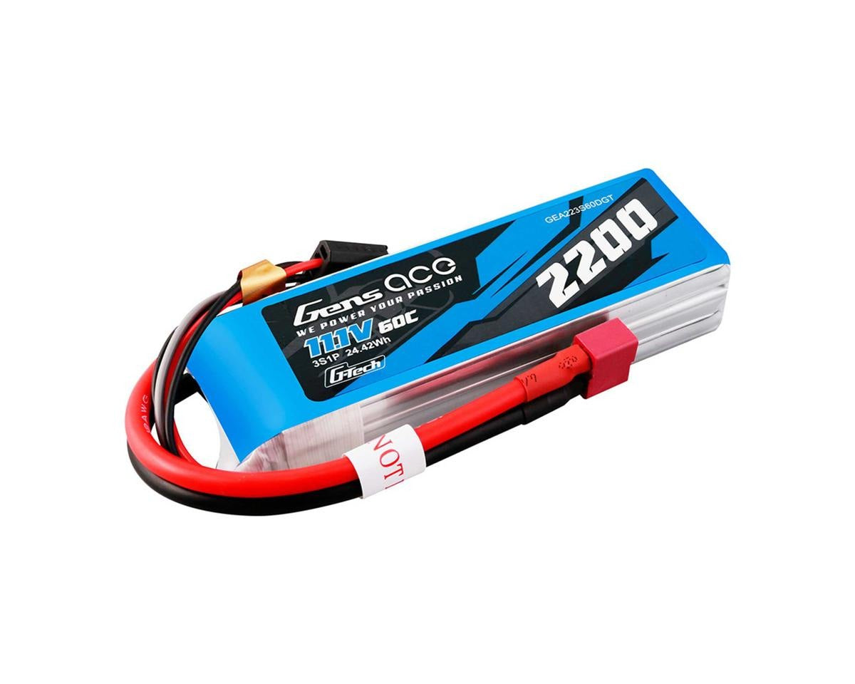 11.1V 2200mAh 60C G-Tech Smart LiPo Battery with Deans Connector (GEA223S60DGT)