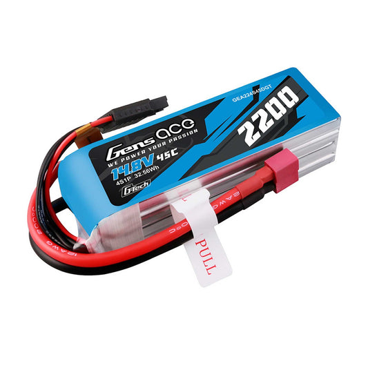Gens Ace 2200mAh 4S 45C 14.8V G-Tech Lipo Battery W/ Deans Plug