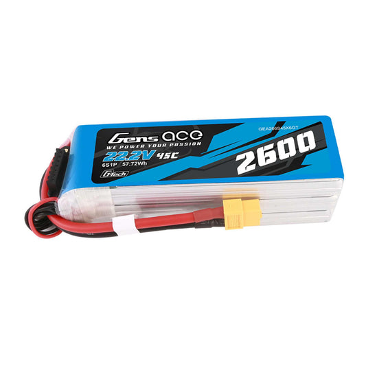 2600mAh 22.2V 45C 6S G-Tech Smart Lipo Battery Pack with XT60 Plug (GEA266S45X6GT)