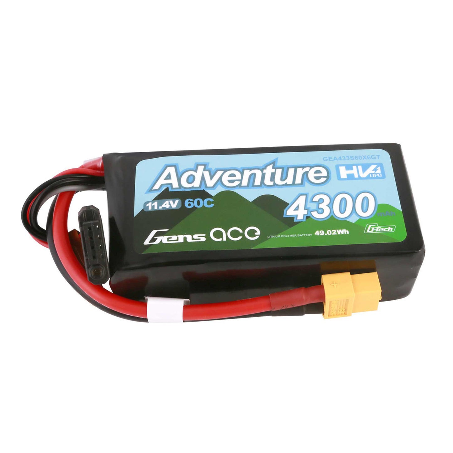 Gens Ace 4300mAh 3S 60C 11.4V Adventure High Voltage G-Tech Lipo w/ XT60