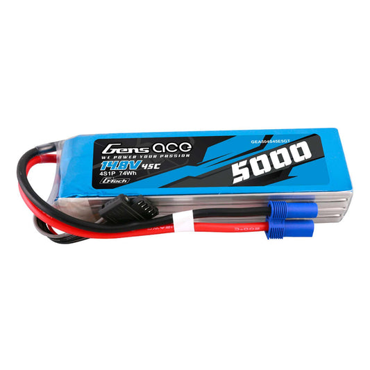 5000mAh 14.8V 45C 4S G-Tech Smart LiPo Battery Pack with EC5 Plug (GEA504S45E5GT)
