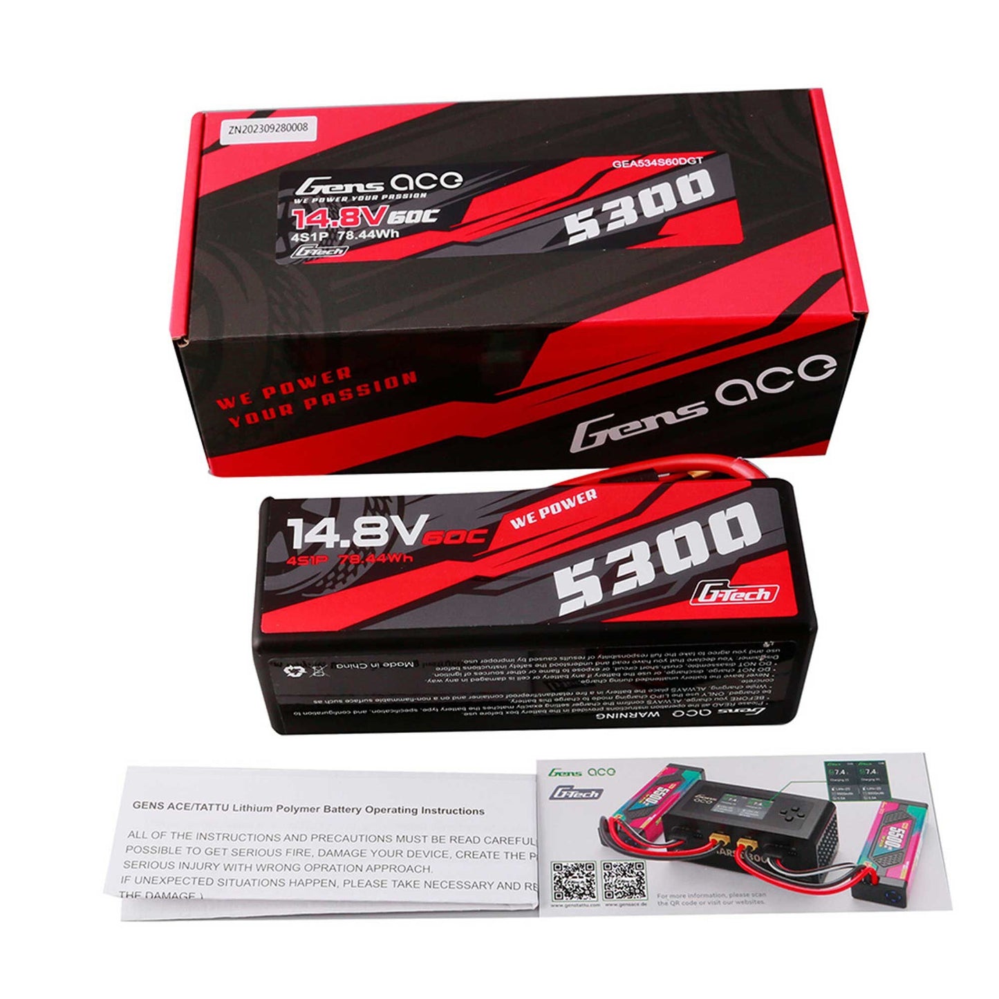 14.8V 5300mAh 4S 60C G-Tech Smart Hardcase LiPo Battery (GEA534S60DGT)