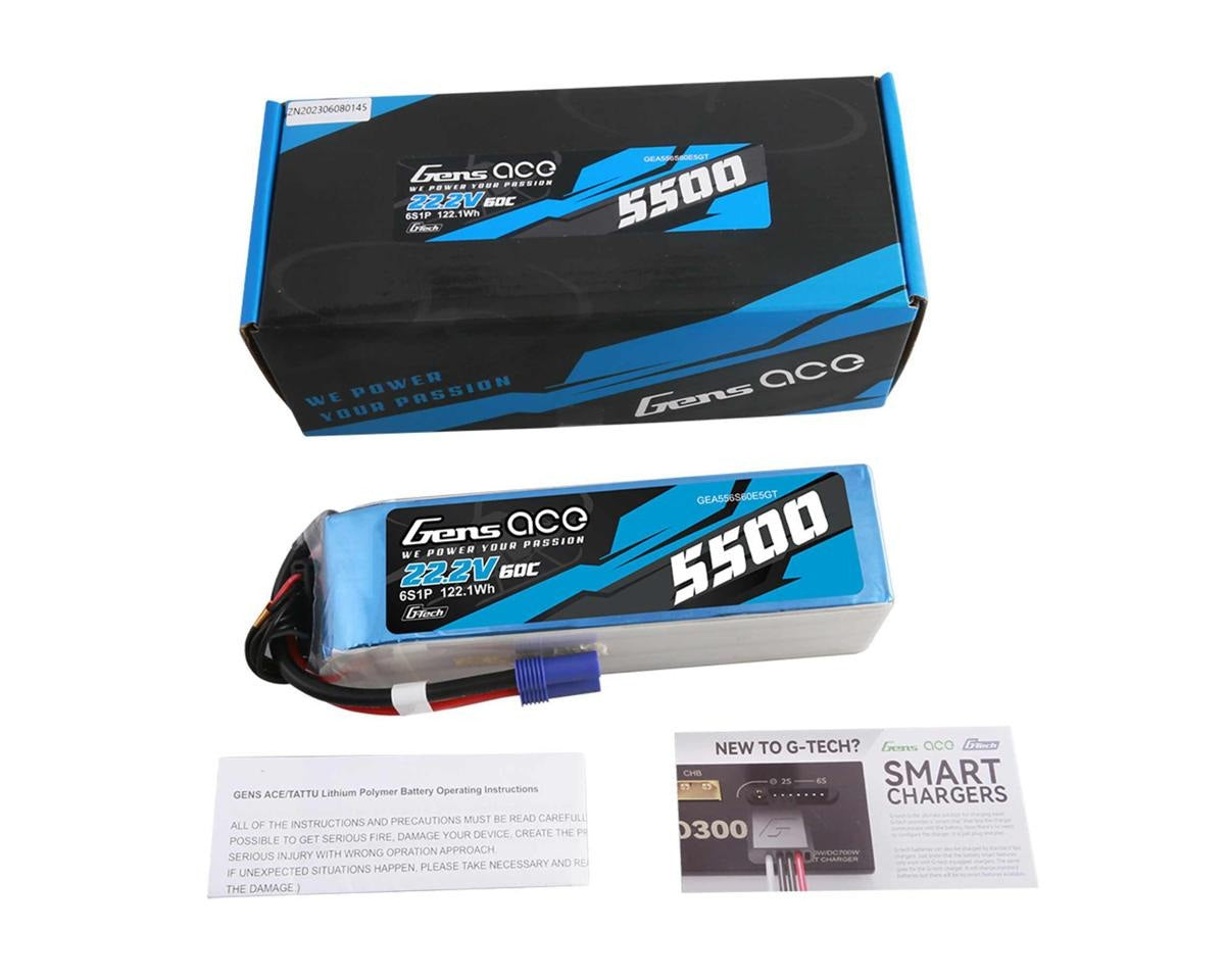22.2V 5500mAh 6S 60C G-Tech Smart Lipo:EC5