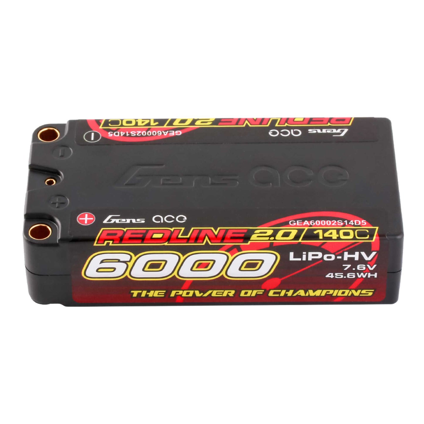 6000mAh 7.6V 140C Redline 2.0 Hardcase Shorty LiHV Battery Pack with 5mm Bullets (GEA60002S14D5)