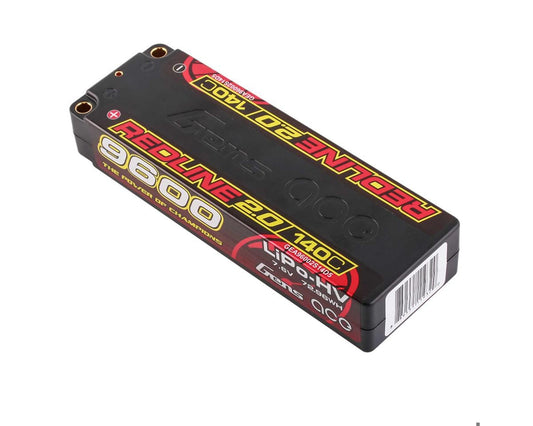 Gens Ace 9600mAh 2S 7.6V 140C HardCase #58 Redline 2.0 Lipo W/ 5.0mm Bullet