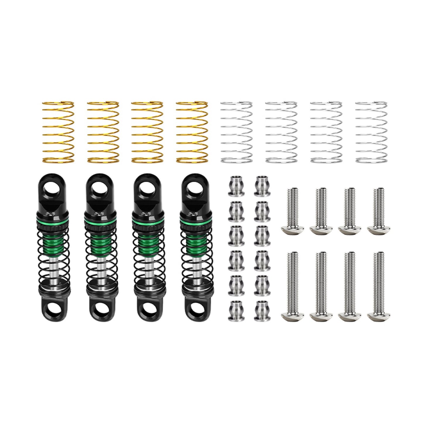 Aluminum Oil-Filled 22mm Shocks Green for SCX30 (GPMSCX30/22FR-G-BK)