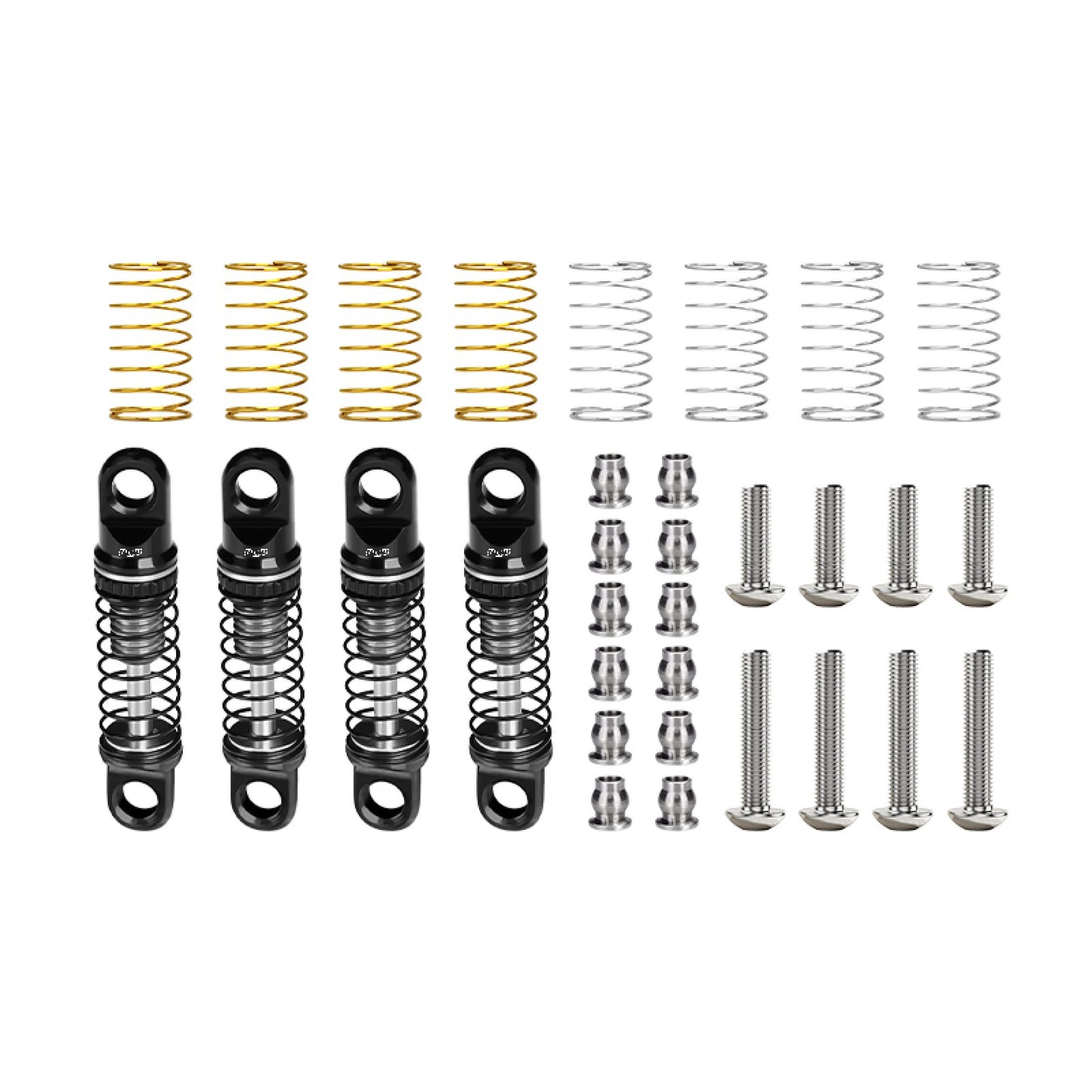 Aluminum Oil-Filled 22mm Shocks Gray/Silver for SCX30 (GPMSCX30/22FR-GS-BK)