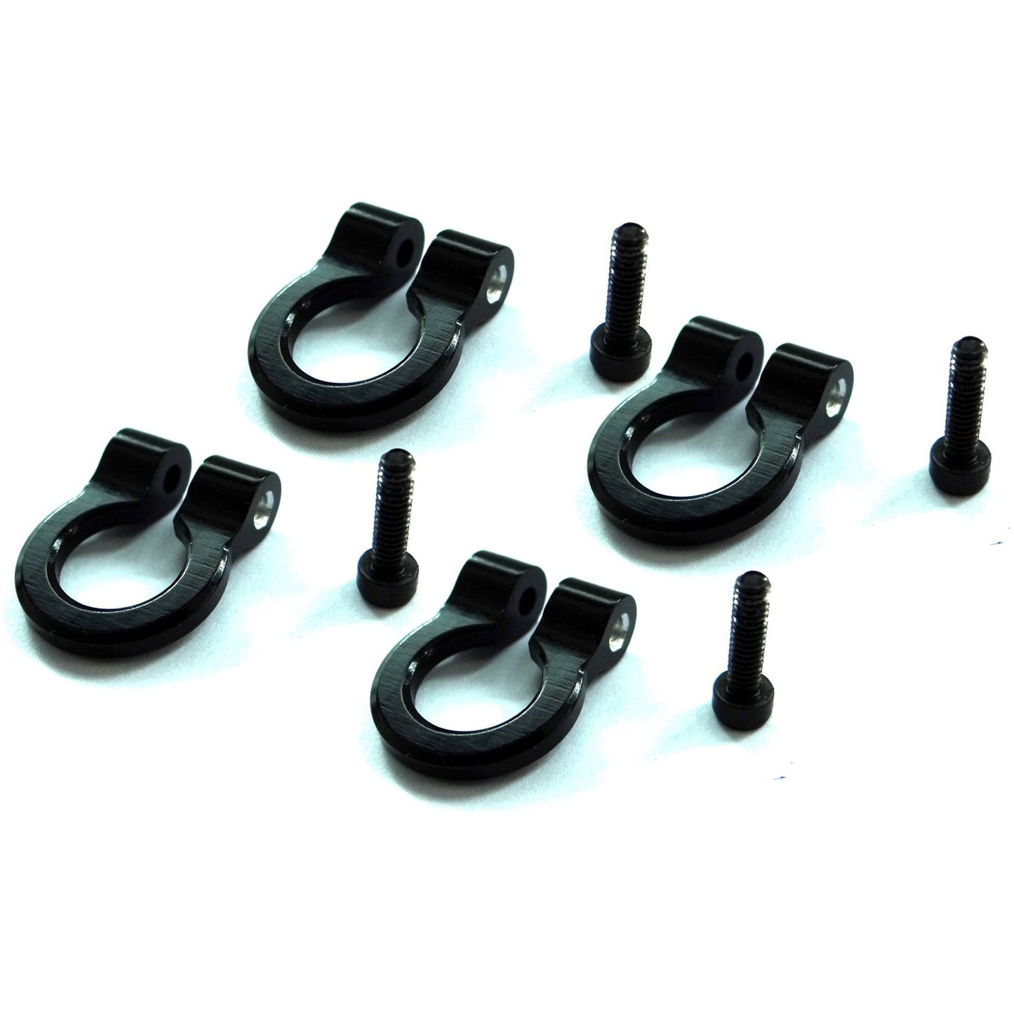 1/10 Scale Aluminum Black Tow Shackle D-Rings (4) (HRAACC80801)