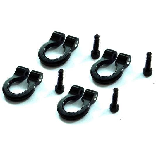 1/10 Scale Aluminum Black Tow Shackle D-Rings (4) (HRAACC80801)