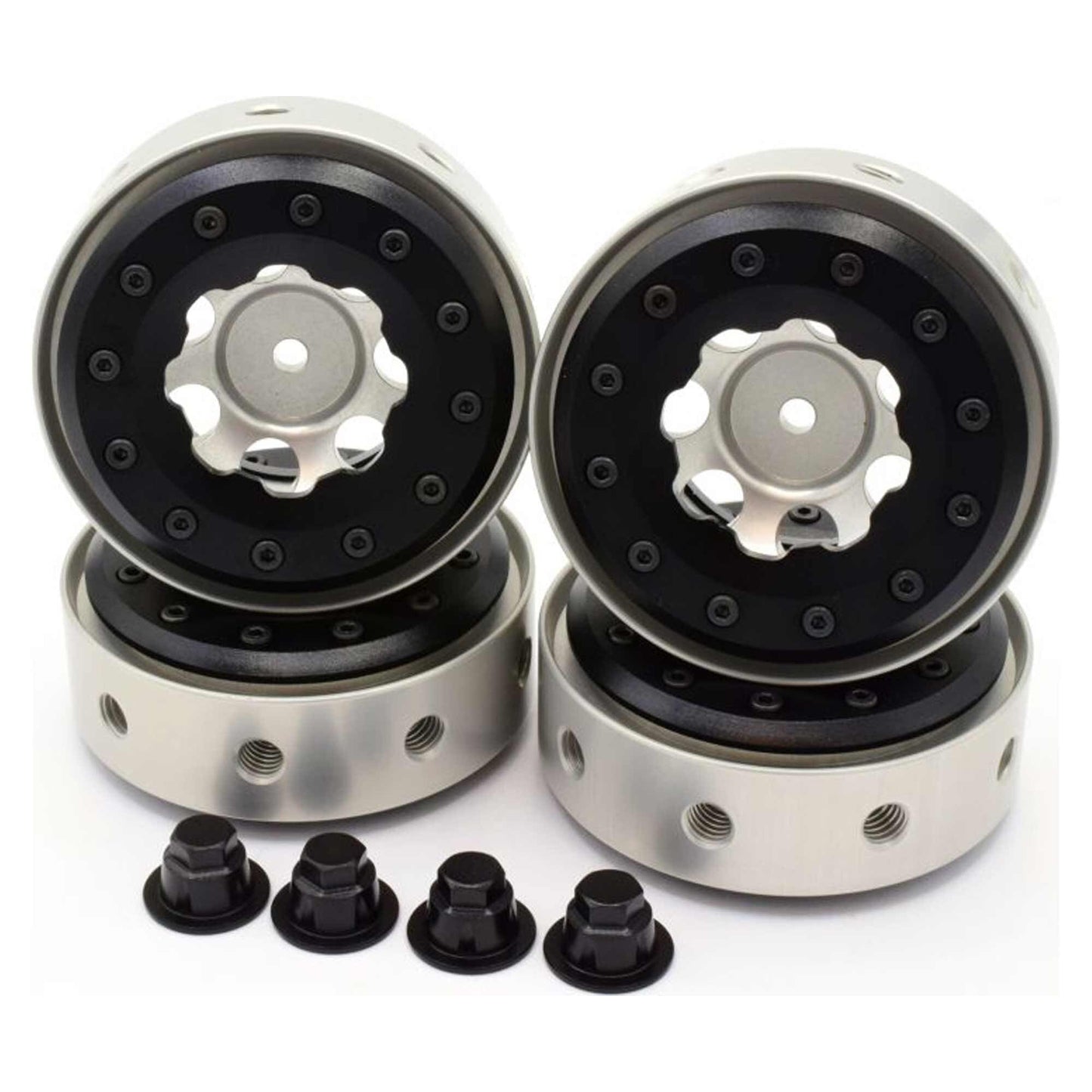 Silver Beadlock 1.9 Rims with Black Rings (HRABLW198S08)