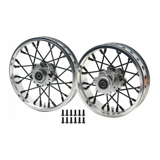 24 Wire Black Spoke Silver Wheel Set for 1/4 Losi Promoto-MX (HRALPC524B08)