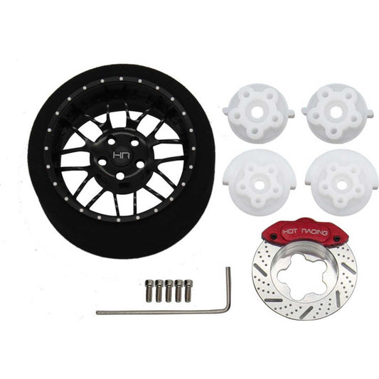 Black 8 Double Spoke Aluminum Steering Transmitter Wheel (HRASW38601)