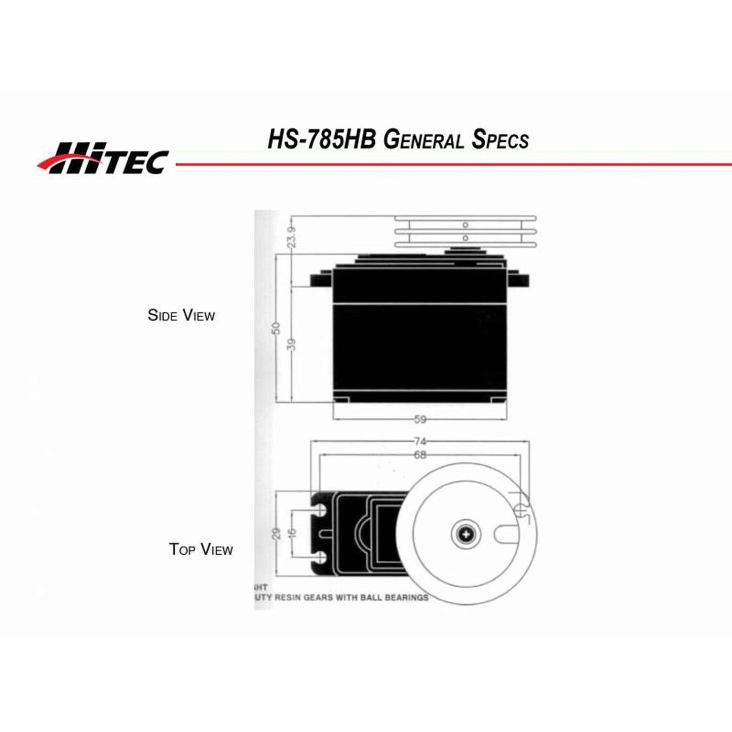 HS-785HB Giant Scale Analog Karbonite Gear Sail Winch Servo (HRC33785S)