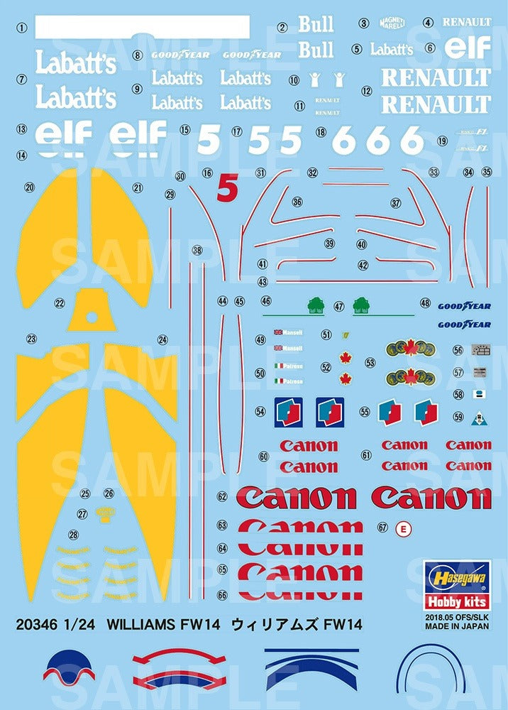 1/24 Williams FW14 Plastic Model Kit (HSG20346)