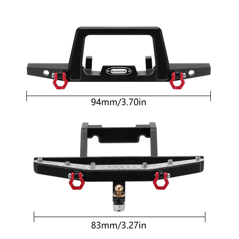 Aluminum Front and Rear Bumper Black for TRX-4M (INJ4M41FR)