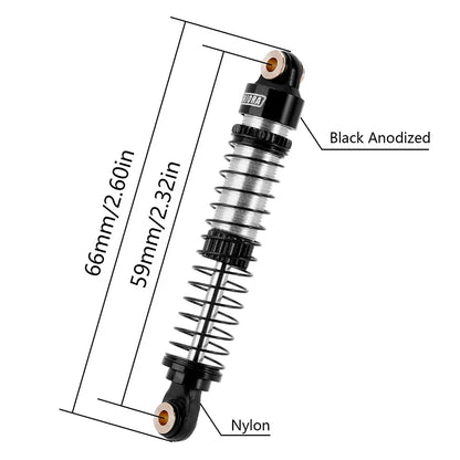 Aluminum Long Threaded Oil-Filled Shocks 59mm Black for TRX-4M (4) (INJ4M42BS4)