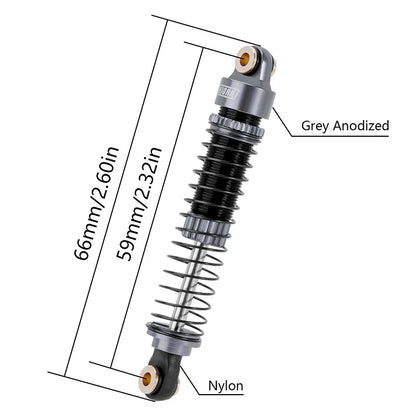 Aluminum Long Threaded Oil-Filled Shocks 59mm Gray for TRX-4M (4) (INJ4M42GL4)