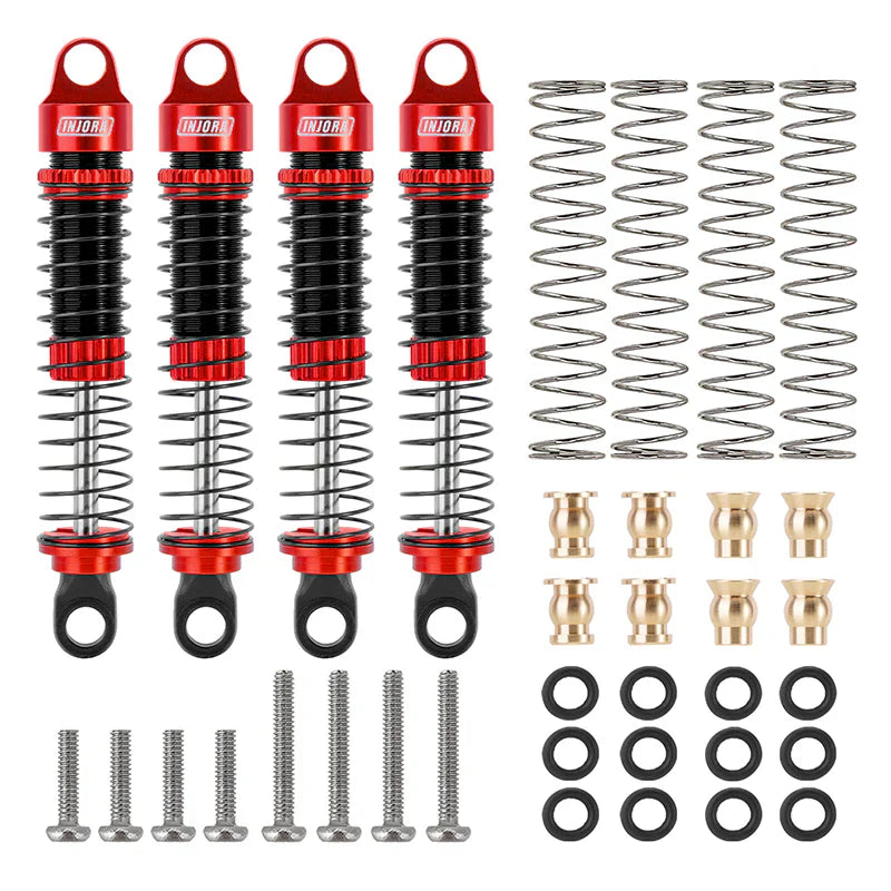 Aluminum Long Threaded Oil-Filled Shocks 59mm Red for TRX-4M (4) (INJ4M42RD4)