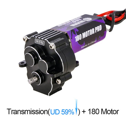 Aluminum Complete 59% Underdrive Transmission Black with 180 Size Brushed Motor for TRX-4M (INJ4M49A)