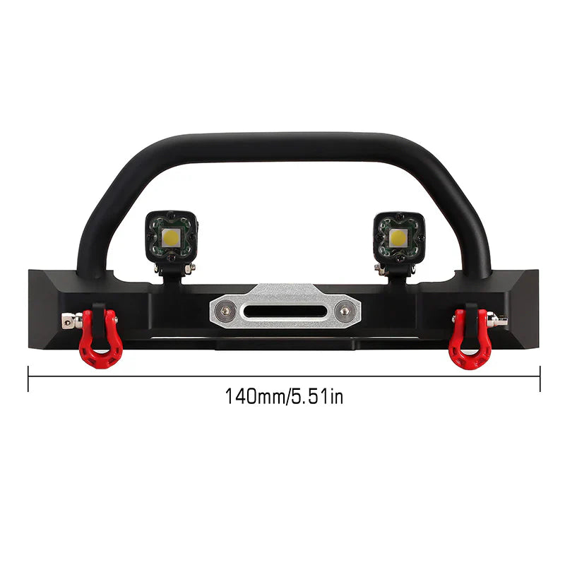 Aluminum Front Bumper Black with Spotlights for 1/10 Rock Crawler (INJDGBF11)